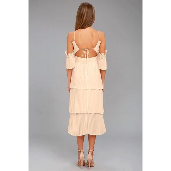 Lulu’s keepsake the label NWT All Time High Nude Lace Off-the-Shoulder Dress - Picture 2 of 11